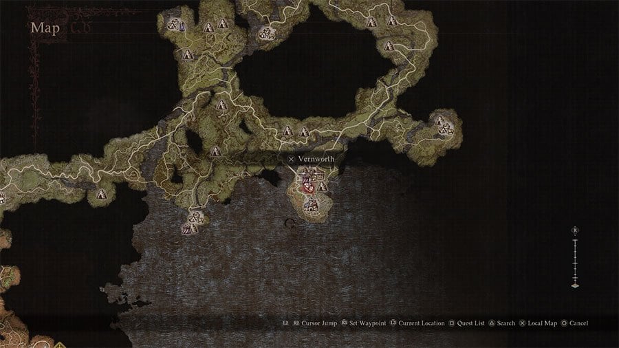 A map showing Where To Find The Sorcerer Vocation