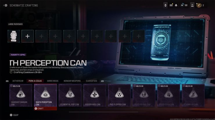 An image showing how to obtain the Death Perception Perk